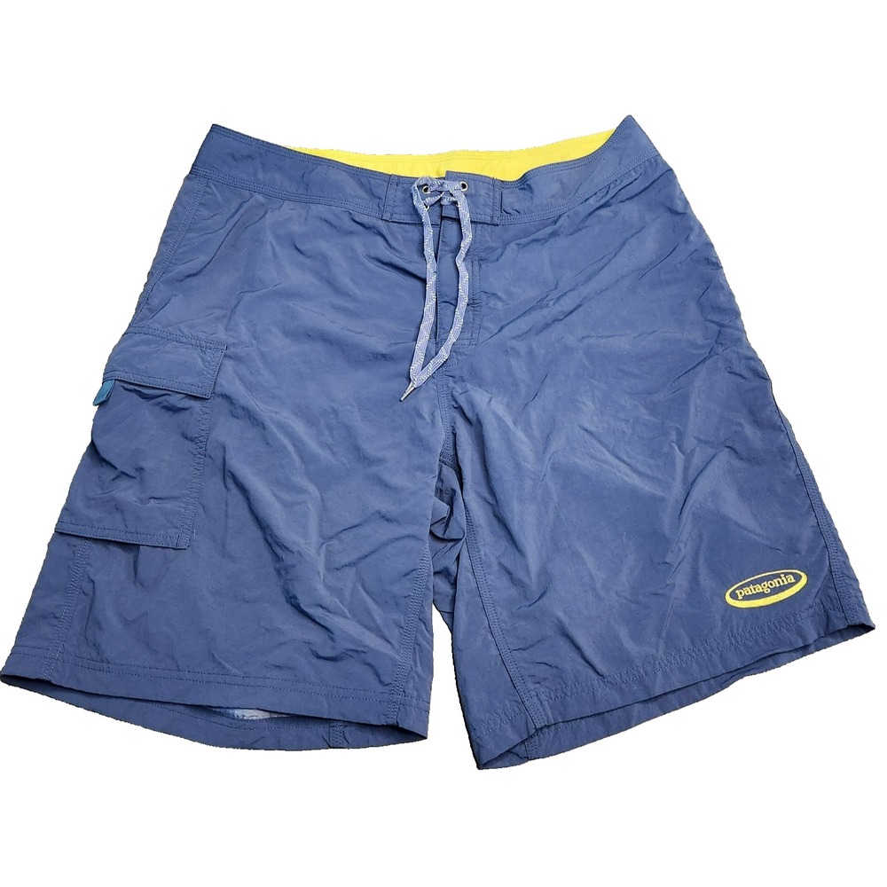 Patagonia‎ Mens Blue Board Shorts Swim Trunks Cargo Pocket Size 35 86521SP